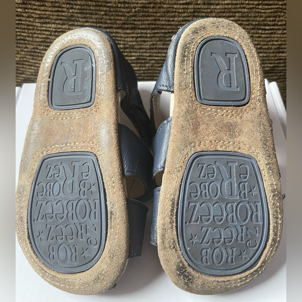 Robeez First Kicks blue leather sandals, used, size 18-24 month. - Picture 8 of 9